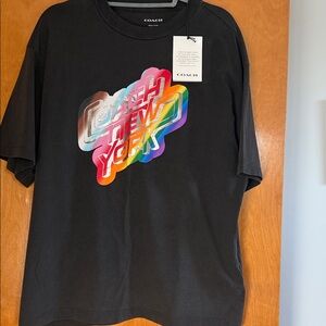 Coach Black Tee with Colorful New York Graphic